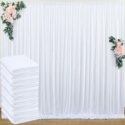 50 ft x 10 ft Wrinkle Free White Backdrop Curtain for Wedding Parties, Polyester Photo Backdrop Drapes for Baby Shower Birthday Party Backdrop Stand, Bulk Thick Background Curtains, 5x10FT 10 Panels - Backdrop Bliss50 ft x 10 ft Wrinkle Free White Backdrop Curtain for Wedding Parties, Polyester Photo Backdrop Drapes for Baby Shower Birthday Party Backdrop Stand, Bulk Thick Background Curtains, 5x10FT 10 Panels