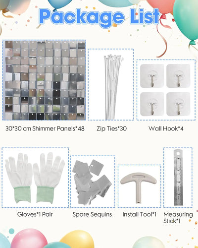 Pink Shimmer Wall Backdrop 24 Panels Cover 6 x 4 Ft, Photo Backdrops for Wedding,Anniversary,Birthday,Party Decoration Backdrop Bliss