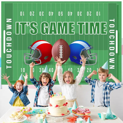 Football Happy Birthday Backdrop Banner Game Time Photography Background Fire Football Basketball Soccer Birthday Banner Decoration 7x5Ft Backdrop Bliss