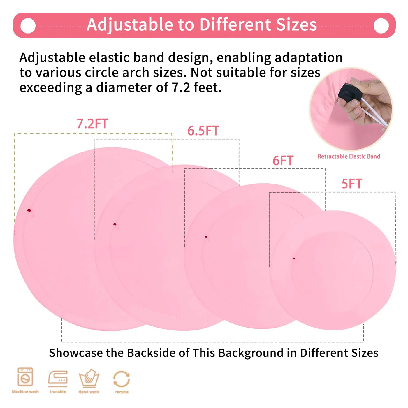 7.2FT Navy Blue Round Backdrop Cover for 5 to 7.2ft Circle Arch Stand - Haefoo Back to School Decoration Circle Backdrop Cover for Birthday, Wedding, Baby Shower Photography Background Party Decor Backdrop Bliss