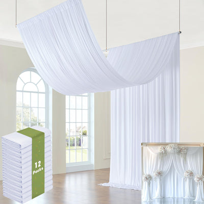 40FTx12FT White Wrinkle - Free Wedding Backdrop Curtain - Silky Washable White Polyester Drapes for Baby Showers, Birthday Parties, Photography, and Wedding Receptions - 8 Panels 5FTx12FT - Backdrop Bliss40FTx12FT White Wrinkle - Free Wedding Backdrop Curtain - Silky Washable White Polyester Drapes for Baby Showers, Birthday Parties, Photography, and Wedding Receptions - 8 Panels 5FTx12FT