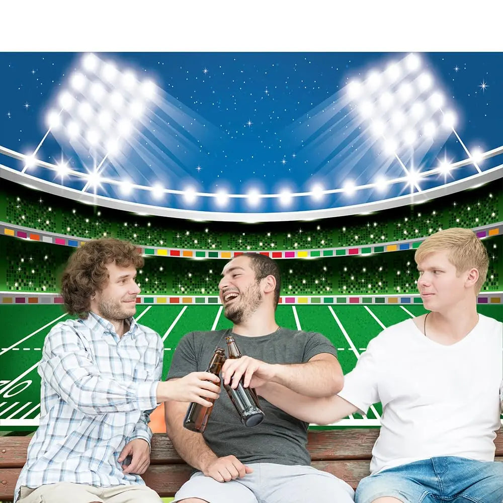 Football Happy Birthday Backdrop Banner Game Time Photography Background Fire Football Basketball Soccer Birthday Banner Decoration 7x5Ft Backdrop Bliss