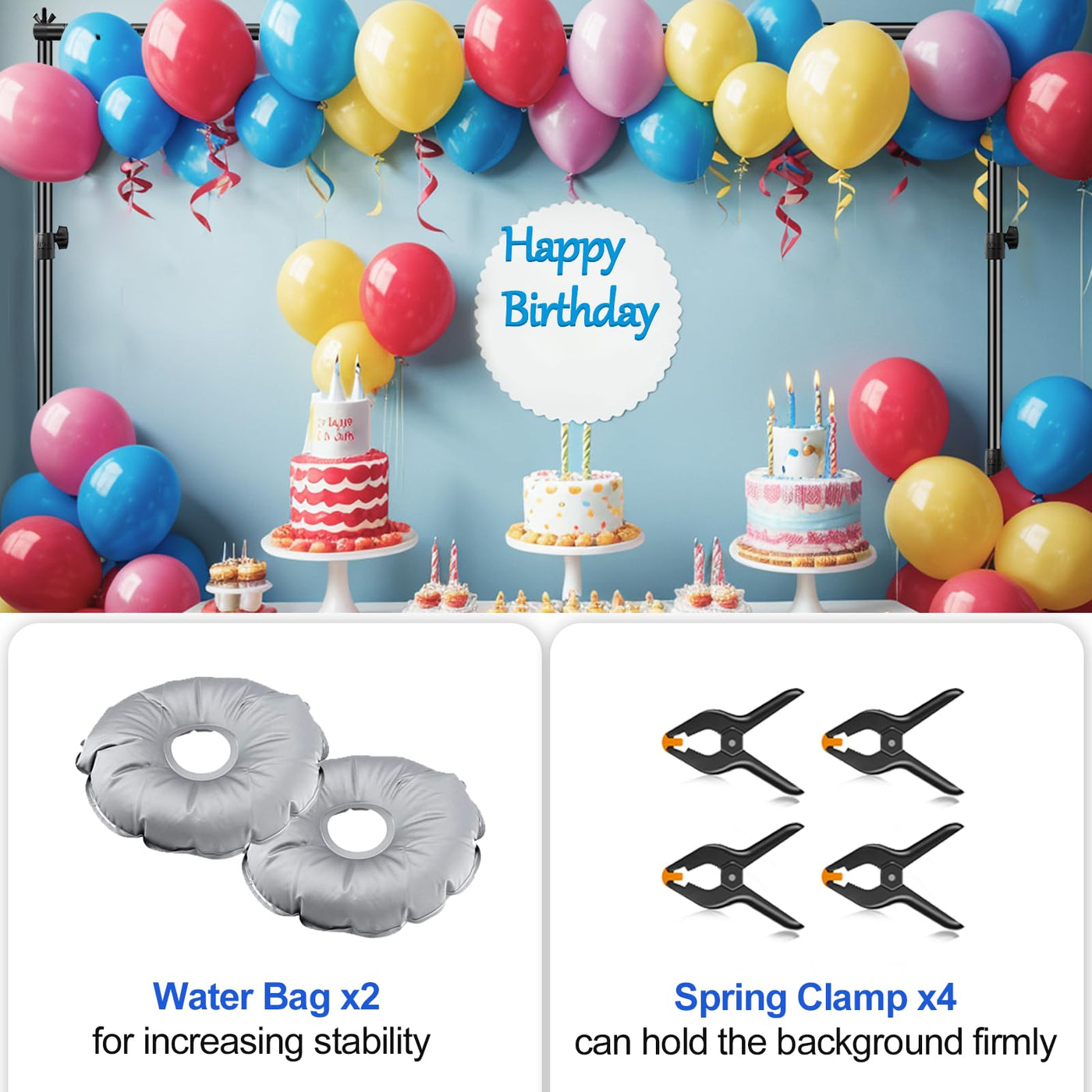 EMART Backdrop Stand, 6.5x10 ft Adjustable Photo Background Pipe and Drape Photography Kit with Heavy Duty Metal Flat Base for Parties, Wedding, Video Studio, Birthday - Black - Backdrop BlissEMART Backdrop Stand, 6.5x10 ft Adjustable Photo Background Pipe and Drape Photography Kit with Heavy Duty Metal Flat Base for Parties, Wedding, Video Studio, Birthday - Black