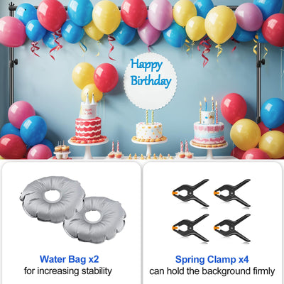 EMART Backdrop Stand, 6.5x10 ft Adjustable Photo Background Pipe and Drape Photography Kit with Heavy Duty Metal Flat Base for Parties, Wedding, Video Studio, Birthday - Black - Backdrop BlissEMART Backdrop Stand, 6.5x10 ft Adjustable Photo Background Pipe and Drape Photography Kit with Heavy Duty Metal Flat Base for Parties, Wedding, Video Studio, Birthday - Black