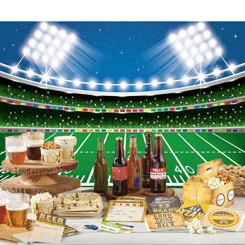 Football Happy Birthday Backdrop Banner Game Time Photography Background Fire Football Basketball Soccer Birthday Banner Decoration 7x5Ft Backdrop Bliss