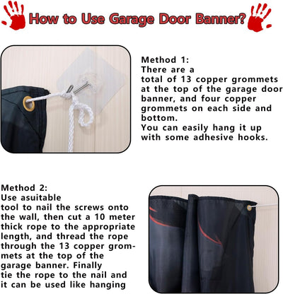 Trgowaul Happy Halloween Decorations - Black & Red Garage Door Cover, Large Grim Reaper Banner (16 * 7 ft) for Outdoor Parties & Photography Background - Backdrop BlissTrgowaul Happy Halloween Decorations - Black & Red Garage Door Cover, Large Grim Reaper Banner (16 * 7 ft) for Outdoor Parties & Photography Background