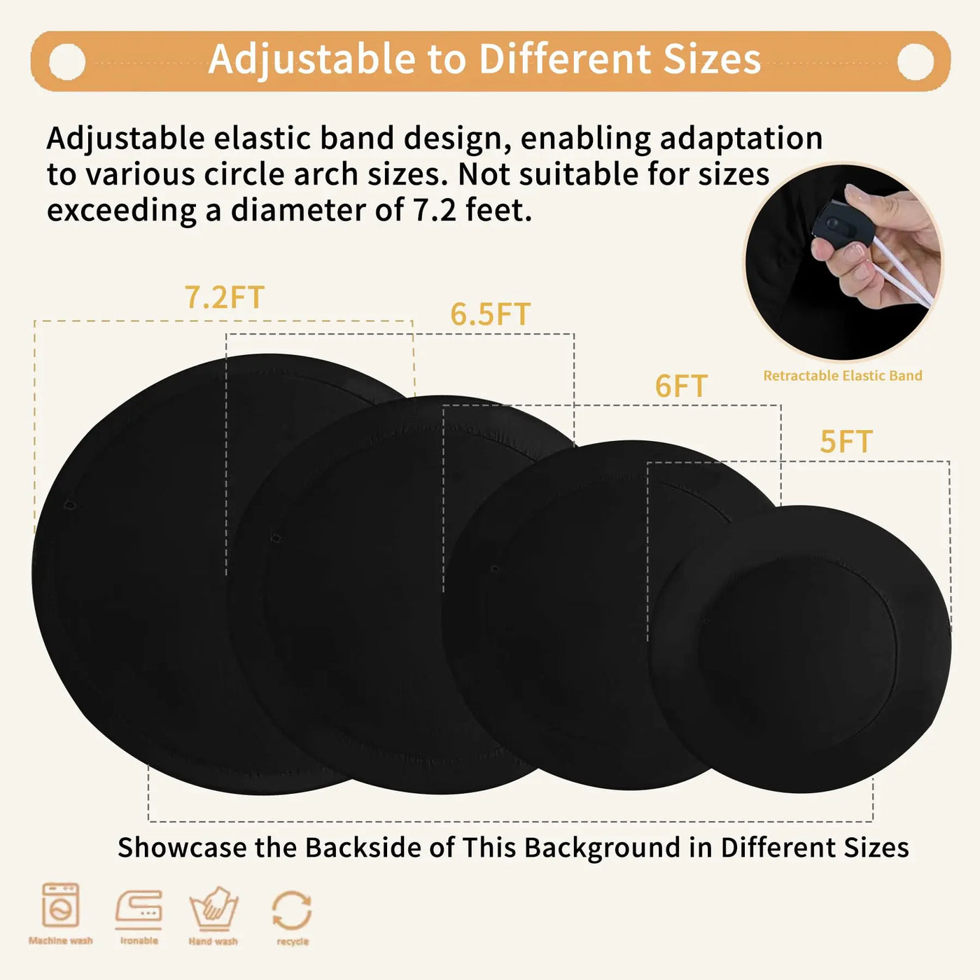 7.2FT Navy Blue Round Backdrop Cover for 5 to 7.2ft Circle Arch Stand - Haefoo Back to School Decoration Circle Backdrop Cover for Birthday, Wedding, Baby Shower Photography Background Party Decor Backdrop Bliss