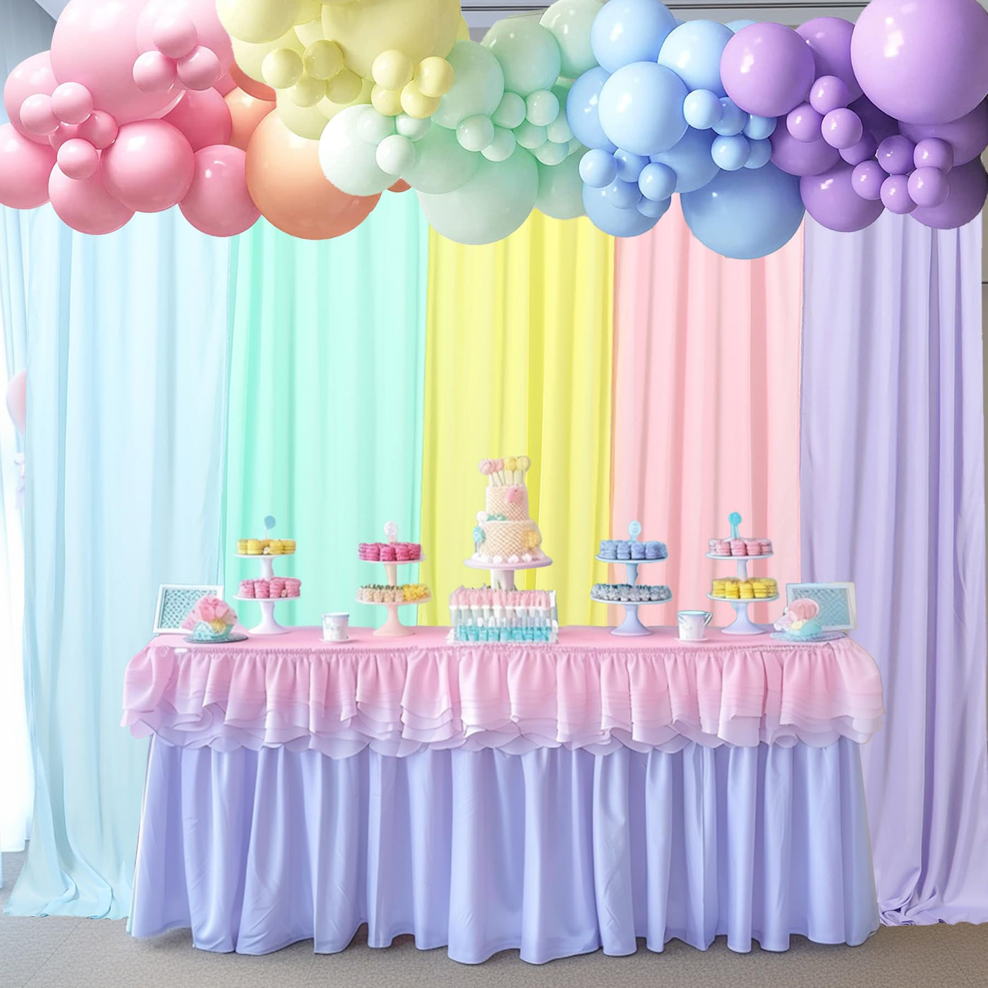JCJ Unicorn Pastel Backdrop 5 Panels Rainbow Backdrop Curtains for Birthday Party Girls Bedroom Classroom Decoration 10 * 7FT - Backdrop BlissJCJ Unicorn Pastel Backdrop 5 Panels Rainbow Backdrop Curtains for Birthday Party Girls Bedroom Classroom Decoration 10 * 7FT