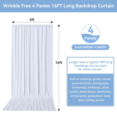 40FTx12FT White Wrinkle - Free Wedding Backdrop Curtain - Silky Washable White Polyester Drapes for Baby Showers, Birthday Parties, Photography, and Wedding Receptions - 8 Panels 5FTx12FT - Backdrop Bliss40FTx12FT White Wrinkle - Free Wedding Backdrop Curtain - Silky Washable White Polyester Drapes for Baby Showers, Birthday Parties, Photography, and Wedding Receptions - 8 Panels 5FTx12FT