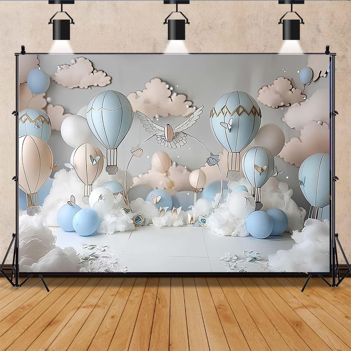 Dreamy Hot Air Balloon Backdrop Up Up and Away Adventure Photography Background Sky Clouds Travel Begins Baby Shower Decor Kids First Birthday Party Background Newborn Birthday Party Banner (7x5feet) - Backdrop BlissDreamy Hot Air Balloon Backdrop Up Up and Away Adventure Photography Background Sky Clouds Travel Begins Baby Shower Decor Kids First Birthday Party Background Newborn Birthday Party Banner (7x5feet)