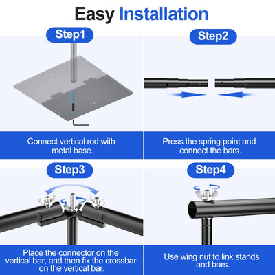 EMART 8.5x10ft Square Backdrop Stand for Wedding, Adjustable Pipe and Drape Background Frame Kit with Heavy Duty Metal Steel Base, Photo Back Drop Holder for Birthday Parties Photography - Black - Backdrop BlissEMART 8.5x10ft Square Backdrop Stand for Wedding, Adjustable Pipe and Drape Background Frame Kit with Heavy Duty Metal Steel Base, Photo Back Drop Holder for Birthday Parties Photography - Black