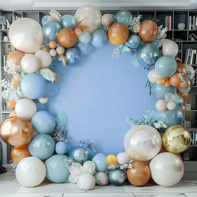 7.2FT Navy Blue Round Backdrop Cover for 5 to 7.2ft Circle Arch Stand - Haefoo Back to School Decoration Circle Backdrop Cover for Birthday, Wedding, Baby Shower Photography Background Party Decor Backdrop Bliss