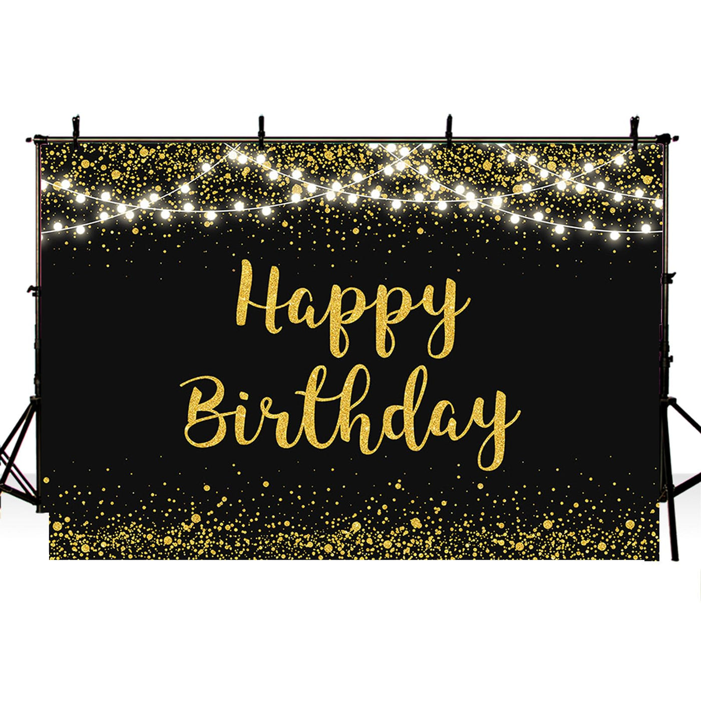 MEHOFOND Black and Gold Happy Birthday Backdrop Golden Glitter Dots Lights Photography Background for Women Men Kids Black Gold Birthday Party Decorations Banner Cake Table Photo Studio Props 7x5ft - Backdrop BlissMEHOFOND Black and Gold Happy Birthday Backdrop Golden Glitter Dots Lights Photography Background for Women Men Kids Black Gold Birthday Party Decorations Banner Cake Table Photo Studio Props 7x5ft
