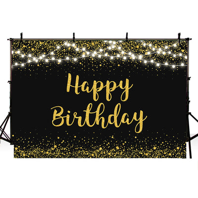 MEHOFOND Black and Gold Happy Birthday Backdrop Golden Glitter Dots Lights Photography Background for Women Men Kids Black Gold Birthday Party Decorations Banner Cake Table Photo Studio Props 7x5ft - Backdrop BlissMEHOFOND Black and Gold Happy Birthday Backdrop Golden Glitter Dots Lights Photography Background for Women Men Kids Black Gold Birthday Party Decorations Banner Cake Table Photo Studio Props 7x5ft