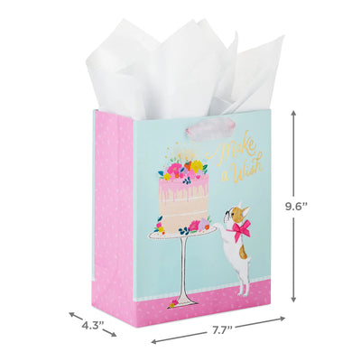 Hallmark Signature 7" Medium Birthday Gift Bag with Tissue Paper (Pink Flowers) Backdrop Bliss