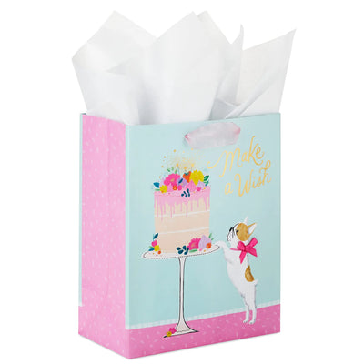 Hallmark Signature 7" Medium Birthday Gift Bag with Tissue Paper (Pink Flowers) Backdrop Bliss