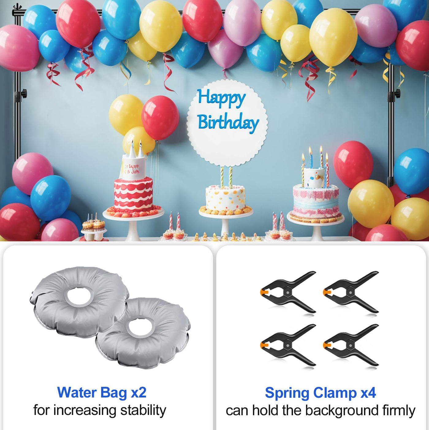 EMART Backdrop Stand, 6.5x10 ft Adjustable Photo Background Pipe and Drape Photography Kit with Heavy Duty Metal Flat Base for Parties, Wedding, Video Studio, Birthday - Black - Backdrop BlissEMART Backdrop Stand, 6.5x10 ft Adjustable Photo Background Pipe and Drape Photography Kit with Heavy Duty Metal Flat Base for Parties, Wedding, Video Studio, Birthday - Black