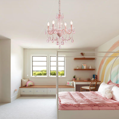 Plug in Crystal Ceramic White Chandelier, Glass Chandeliers,White crystal Hanging Pendant Light with Clear Cord and On/Off, 4 Light Crystal Chandelier for wedding, Kitchen, Dining,Foyer, Mini room Backdrop Bliss