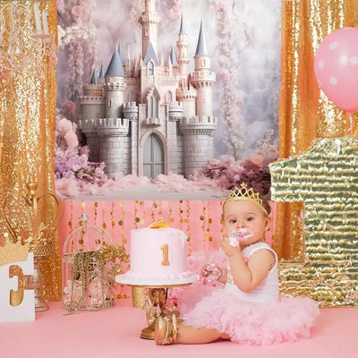 Floral Castle Backdrop for Photography Pink Flowers Royal Princess Background Girls Women Portrait Backgrounds Newborn One Year Old Banner Birthday Photoshoot Decorations 71X47inch - Backdrop BlissFloral Castle Backdrop for Photography Pink Flowers Royal Princess Background Girls Women Portrait Backgrounds Newborn One Year Old Banner Birthday Photoshoot Decorations 71X47inch
