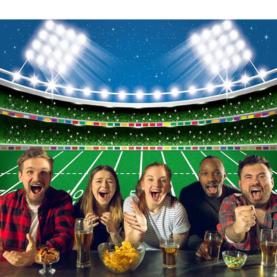 Football Happy Birthday Backdrop Banner Game Time Photography Background Fire Football Basketball Soccer Birthday Banner Decoration 7x5Ft Backdrop Bliss
