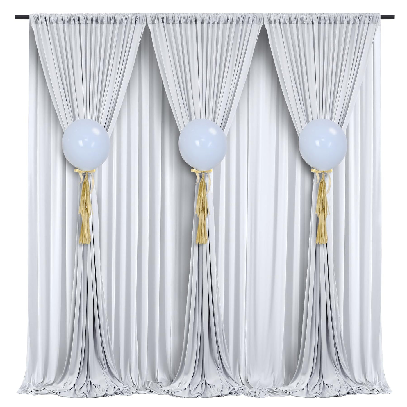 50 ft x 10 ft Wrinkle Free White Backdrop Curtain for Wedding Parties, Polyester Photo Backdrop Drapes for Baby Shower Birthday Party Backdrop Stand, Bulk Thick Background Curtains, 5x10FT 10 Panels - Backdrop Bliss50 ft x 10 ft Wrinkle Free White Backdrop Curtain for Wedding Parties, Polyester Photo Backdrop Drapes for Baby Shower Birthday Party Backdrop Stand, Bulk Thick Background Curtains, 5x10FT 10 Panels