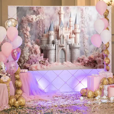 Floral Castle Backdrop for Photography Pink Flowers Royal Princess Background Girls Women Portrait Backgrounds Newborn One Year Old Banner Birthday Photoshoot Decorations 71X47inch - Backdrop BlissFloral Castle Backdrop for Photography Pink Flowers Royal Princess Background Girls Women Portrait Backgrounds Newborn One Year Old Banner Birthday Photoshoot Decorations 71X47inch