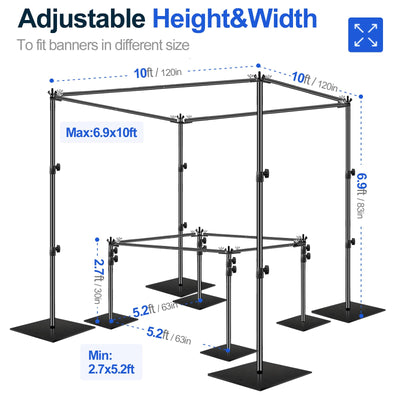 EMART 8.5x10ft Square Backdrop Stand for Wedding, Adjustable Pipe and Drape Background Frame Kit with Heavy Duty Metal Steel Base, Photo Back Drop Holder for Birthday Parties Photography - Black - Backdrop BlissEMART 8.5x10ft Square Backdrop Stand for Wedding, Adjustable Pipe and Drape Background Frame Kit with Heavy Duty Metal Steel Base, Photo Back Drop Holder for Birthday Parties Photography - Black