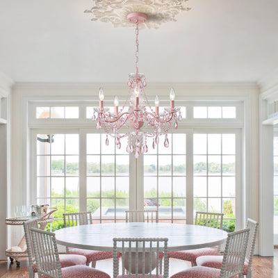 Plug in Crystal Ceramic White Chandelier, Glass Chandeliers,White crystal Hanging Pendant Light with Clear Cord and On/Off, 4 Light Crystal Chandelier for wedding, Kitchen, Dining,Foyer, Mini room Backdrop Bliss