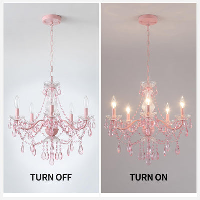 Plug in Crystal Ceramic White Chandelier, Glass Chandeliers,White crystal Hanging Pendant Light with Clear Cord and On/Off, 4 Light Crystal Chandelier for wedding, Kitchen, Dining,Foyer, Mini room Backdrop Bliss