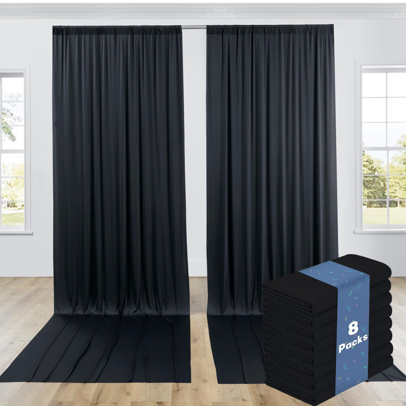 40FTx12FT White Wrinkle - Free Wedding Backdrop Curtain - Silky Washable White Polyester Drapes for Baby Showers, Birthday Parties, Photography, and Wedding Receptions - 8 Panels 5FTx12FT - Backdrop Bliss40FTx12FT White Wrinkle - Free Wedding Backdrop Curtain - Silky Washable White Polyester Drapes for Baby Showers, Birthday Parties, Photography, and Wedding Receptions - 8 Panels 5FTx12FT