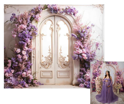 Kate 10x6.5ft Spring Garden Purple Flowers Wedding Photo Backdrops for Photography Arch Door Romantic European Wall Kids Birthday Photographic Background Photocall - Backdrop BlissKate 10x6.5ft Spring Garden Purple Flowers Wedding Photo Backdrops for Photography Arch Door Romantic European Wall Kids Birthday Photographic Background Photocall