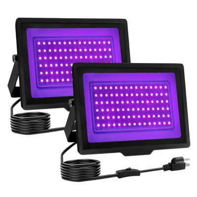 2 Pack 40W LED Black Light IP66 Waterproof,Blacklight with Remote and Switch,Flood Light for Glow Party,Halloween Decoration,Body Paint,Fluorescent Poster,Stage Lighting,US-Plug-5.25Ft Cord Backdrop Bliss