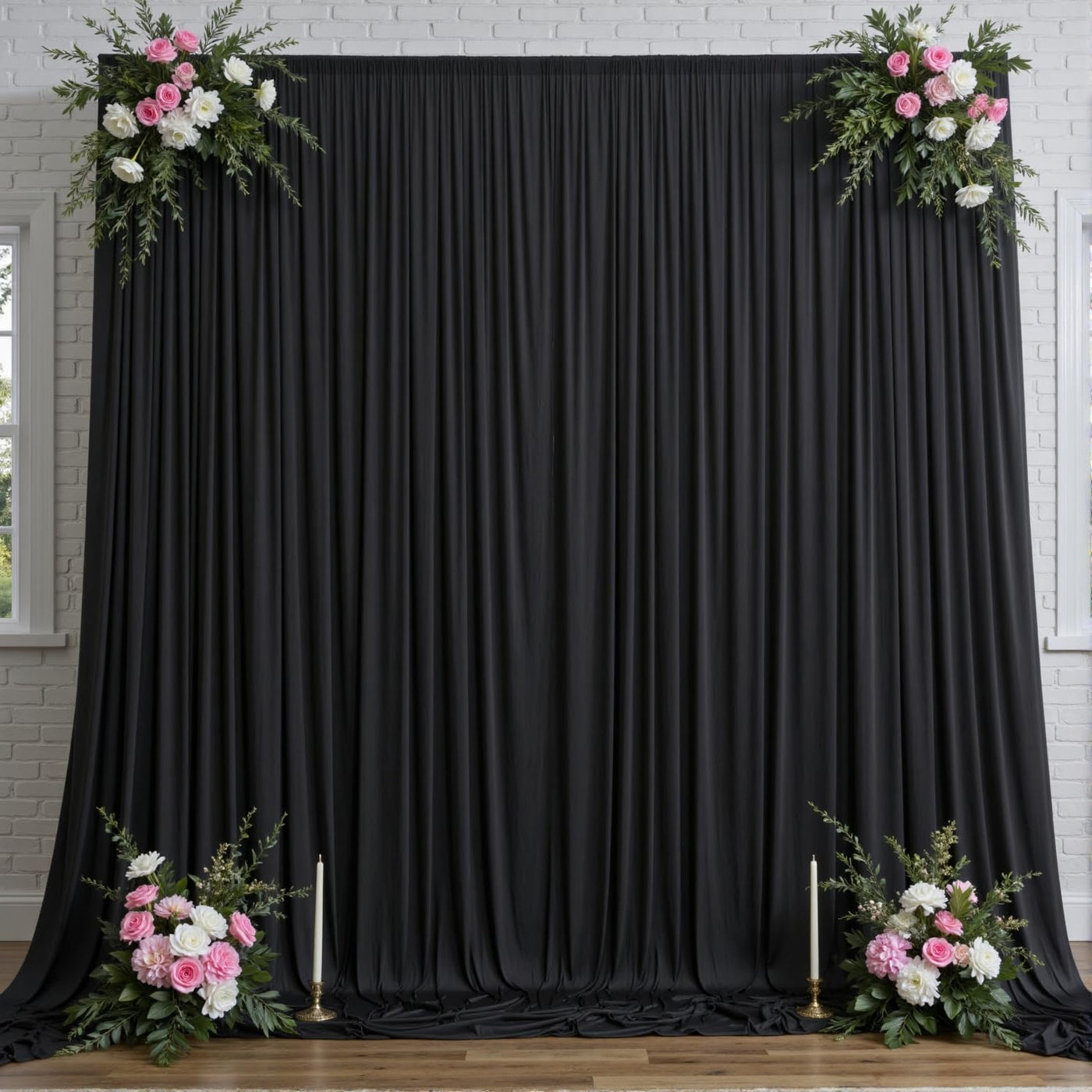 40FTx12FT White Wrinkle - Free Wedding Backdrop Curtain - Silky Washable White Polyester Drapes for Baby Showers, Birthday Parties, Photography, and Wedding Receptions - 8 Panels 5FTx12FT - Backdrop Bliss40FTx12FT White Wrinkle - Free Wedding Backdrop Curtain - Silky Washable White Polyester Drapes for Baby Showers, Birthday Parties, Photography, and Wedding Receptions - 8 Panels 5FTx12FT