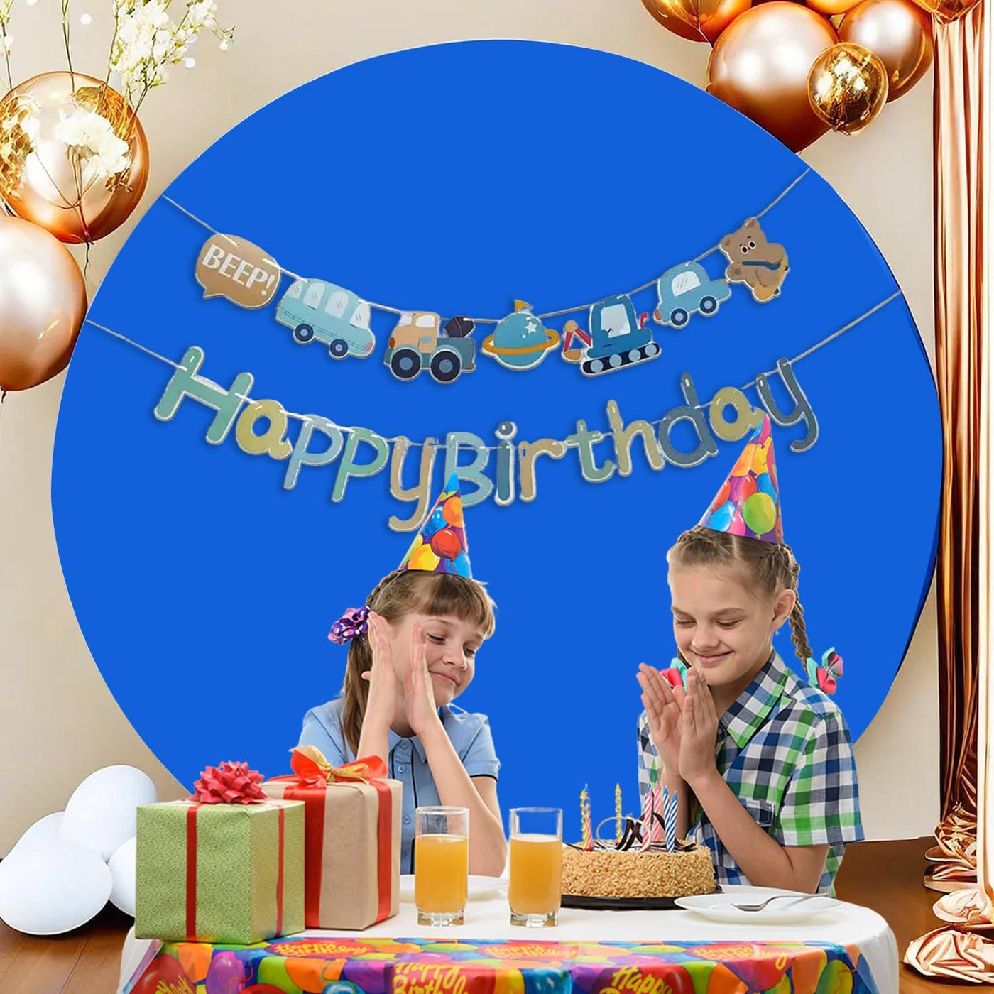 7.5FT Royal Blue Round Wedding Backdrop Cover,Circle Balloon Arch Backgound Stand Cover for Birthday Party Baby Shower Halloween Decoration (Royal Blue) - Backdrop Bliss7.5FT Royal Blue Round Wedding Backdrop Cover,Circle Balloon Arch Backgound Stand Cover for Birthday Party Baby Shower Halloween Decoration (Royal Blue)