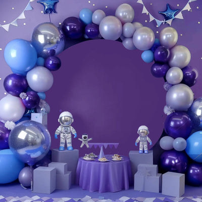 7.2FT Navy Blue Round Backdrop Cover for 5 to 7.2ft Circle Arch Stand - Haefoo Back to School Decoration Circle Backdrop Cover for Birthday, Wedding, Baby Shower Photography Background Party Decor Backdrop Bliss