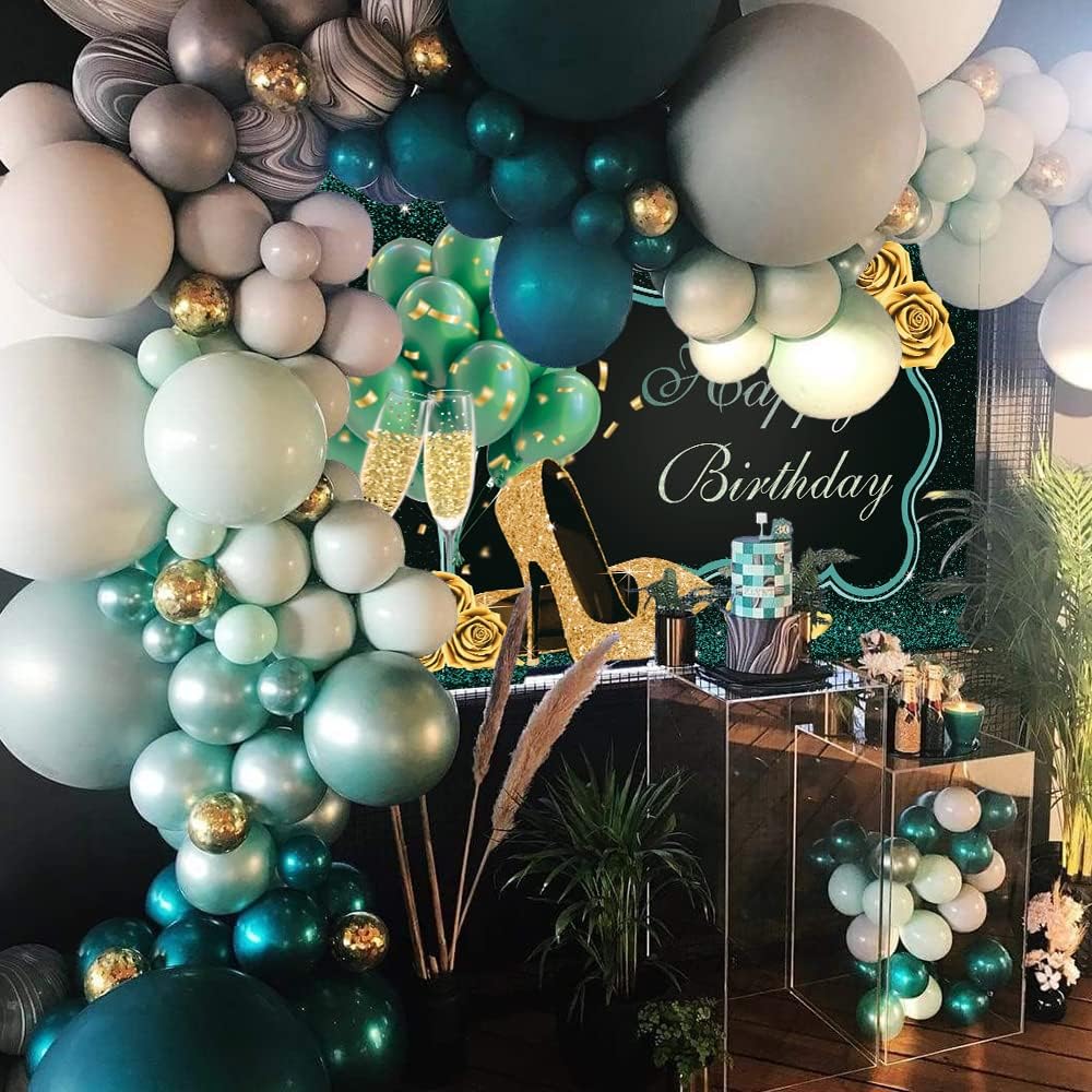 Happy Birthday Backdrop Green and Black Women Birthday Party Banner High Heels Champagne Gold Rose Background Birthday Prom Party Supplies - Backdrop BlissHappy Birthday Backdrop Green and Black Women Birthday Party Banner High Heels Champagne Gold Rose Background Birthday Prom Party Supplies