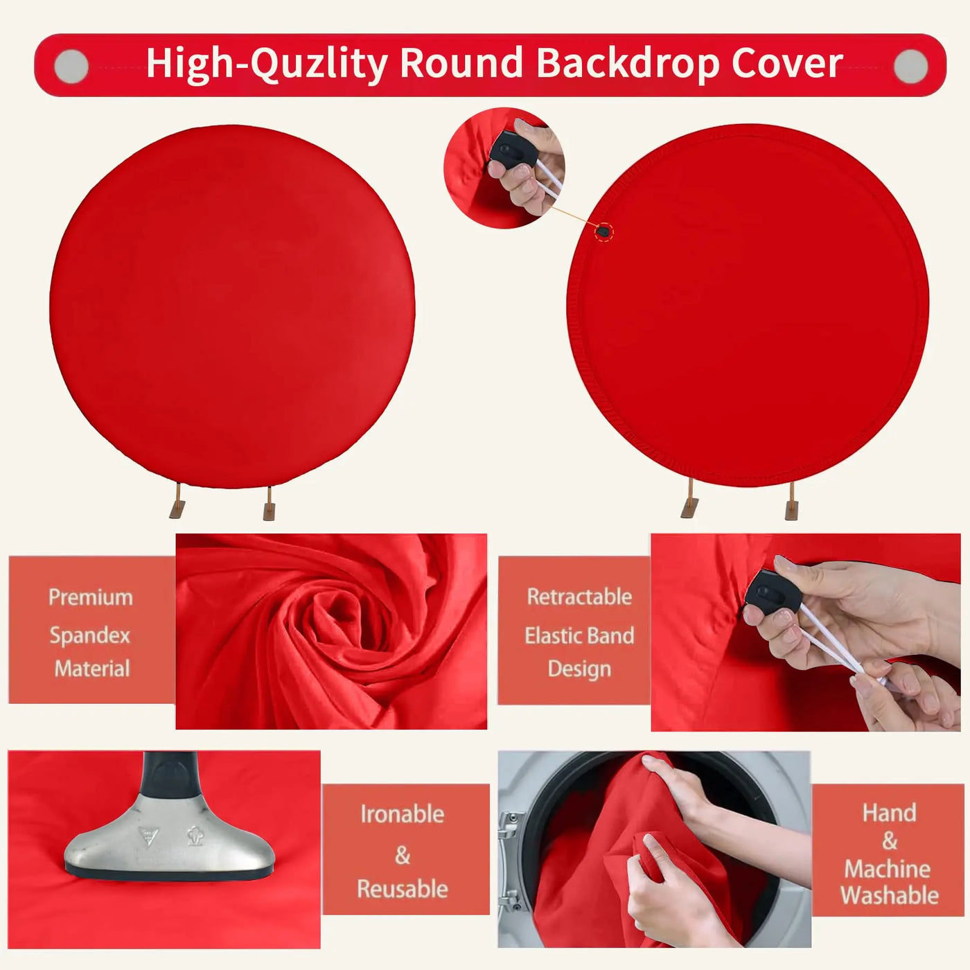 7.2FT Navy Blue Round Backdrop Cover for 5 to 7.2ft Circle Arch Stand - Haefoo Back to School Decoration Circle Backdrop Cover for Birthday, Wedding, Baby Shower Photography Background Party Decor Backdrop Bliss