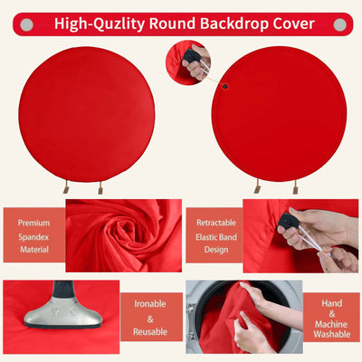 7.2FT Navy Blue Round Backdrop Cover for 5 to 7.2ft Circle Arch Stand - Haefoo Back to School Decoration Circle Backdrop Cover for Birthday, Wedding, Baby Shower Photography Background Party Decor Backdrop Bliss