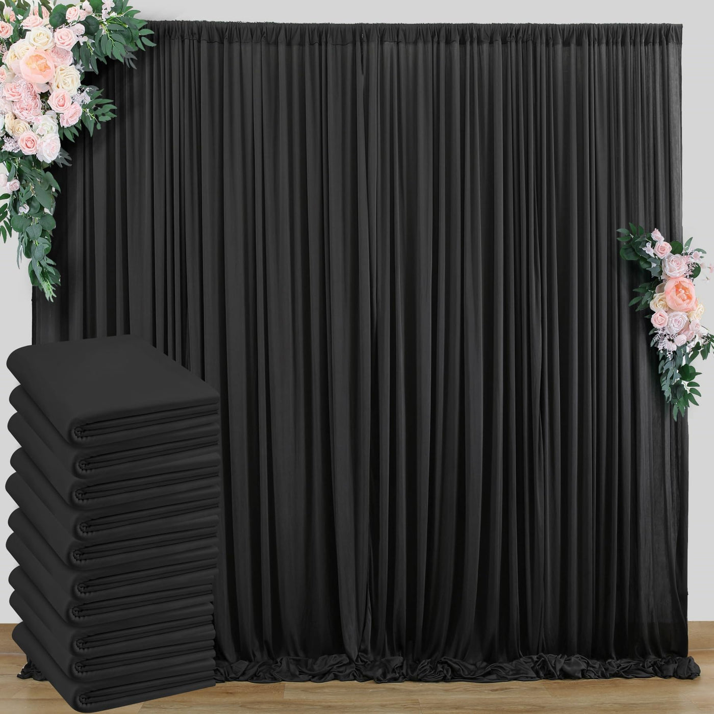50 ft x 10 ft Wrinkle Free White Backdrop Curtain for Wedding Parties, Polyester Photo Backdrop Drapes for Baby Shower Birthday Party Backdrop Stand, Bulk Thick Background Curtains, 5x10FT 10 Panels - Backdrop Bliss50 ft x 10 ft Wrinkle Free White Backdrop Curtain for Wedding Parties, Polyester Photo Backdrop Drapes for Baby Shower Birthday Party Backdrop Stand, Bulk Thick Background Curtains, 5x10FT 10 Panels