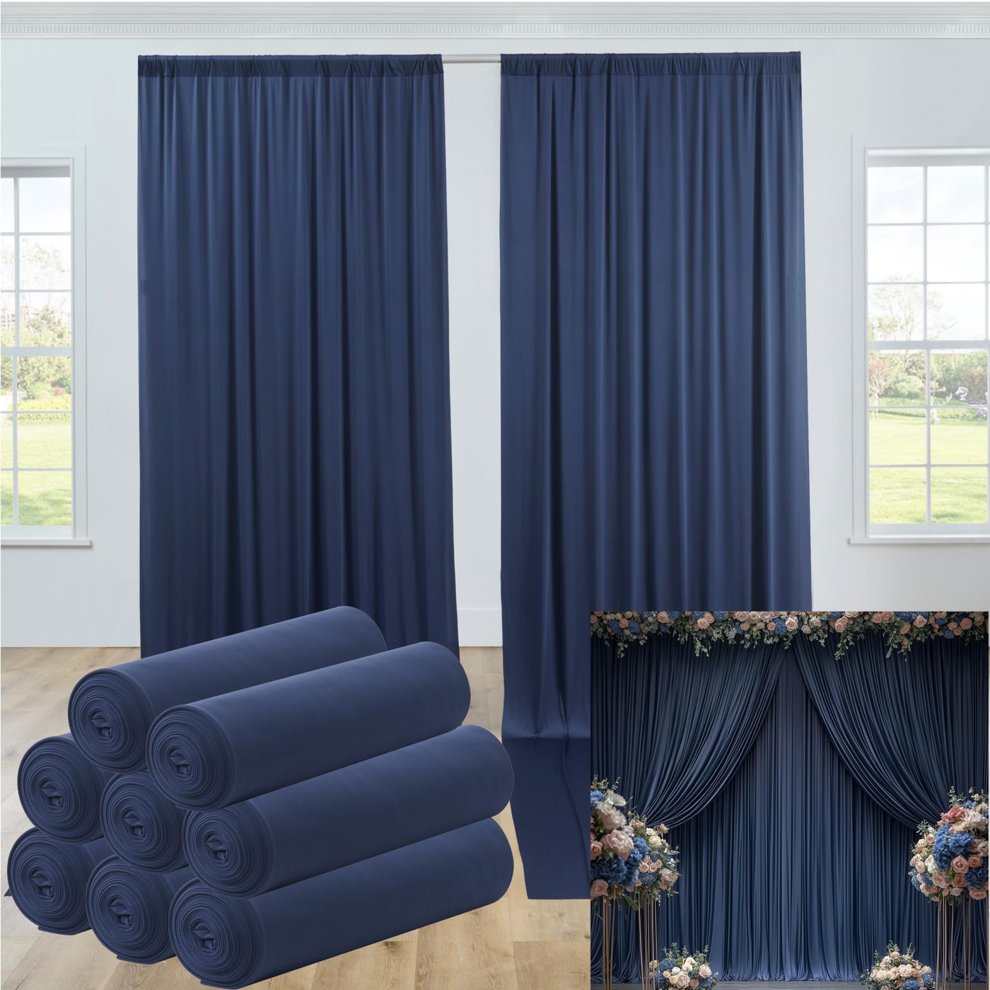 40FTx12FT White Wrinkle - Free Wedding Backdrop Curtain - Silky Washable White Polyester Drapes for Baby Showers, Birthday Parties, Photography, and Wedding Receptions - 8 Panels 5FTx12FT - Backdrop Bliss40FTx12FT White Wrinkle - Free Wedding Backdrop Curtain - Silky Washable White Polyester Drapes for Baby Showers, Birthday Parties, Photography, and Wedding Receptions - 8 Panels 5FTx12FT