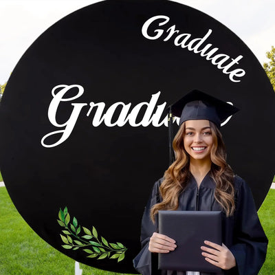 7.2FT Navy Blue Round Backdrop Cover for 5 to 7.2ft Circle Arch Stand - Haefoo Back to School Decoration Circle Backdrop Cover for Birthday, Wedding, Baby Shower Photography Background Party Decor Backdrop Bliss