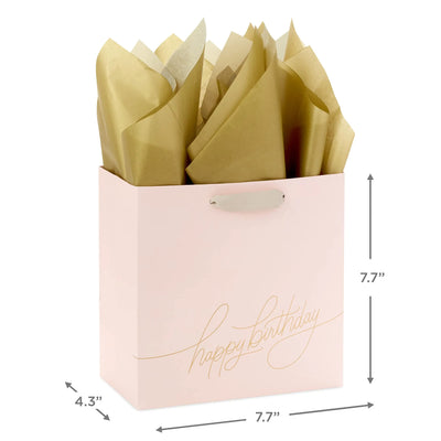 Hallmark Signature 7" Medium Birthday Gift Bag with Tissue Paper (Pink Flowers) Backdrop Bliss