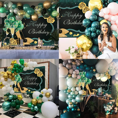 Happy Birthday Backdrop Green and Black Women Birthday Party Banner High Heels Champagne Gold Rose Background Birthday Prom Party Supplies - Backdrop BlissHappy Birthday Backdrop Green and Black Women Birthday Party Banner High Heels Champagne Gold Rose Background Birthday Prom Party Supplies