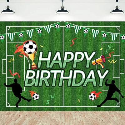 Football Happy Birthday Backdrop Banner Game Time Photography Background Fire Football Basketball Soccer Birthday Banner Decoration 7x5Ft Backdrop Bliss