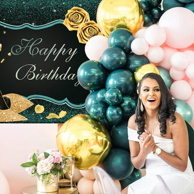 Happy Birthday Backdrop Green and Black Women Birthday Party Banner High Heels Champagne Gold Rose Background Birthday Prom Party Supplies - Backdrop BlissHappy Birthday Backdrop Green and Black Women Birthday Party Banner High Heels Champagne Gold Rose Background Birthday Prom Party Supplies