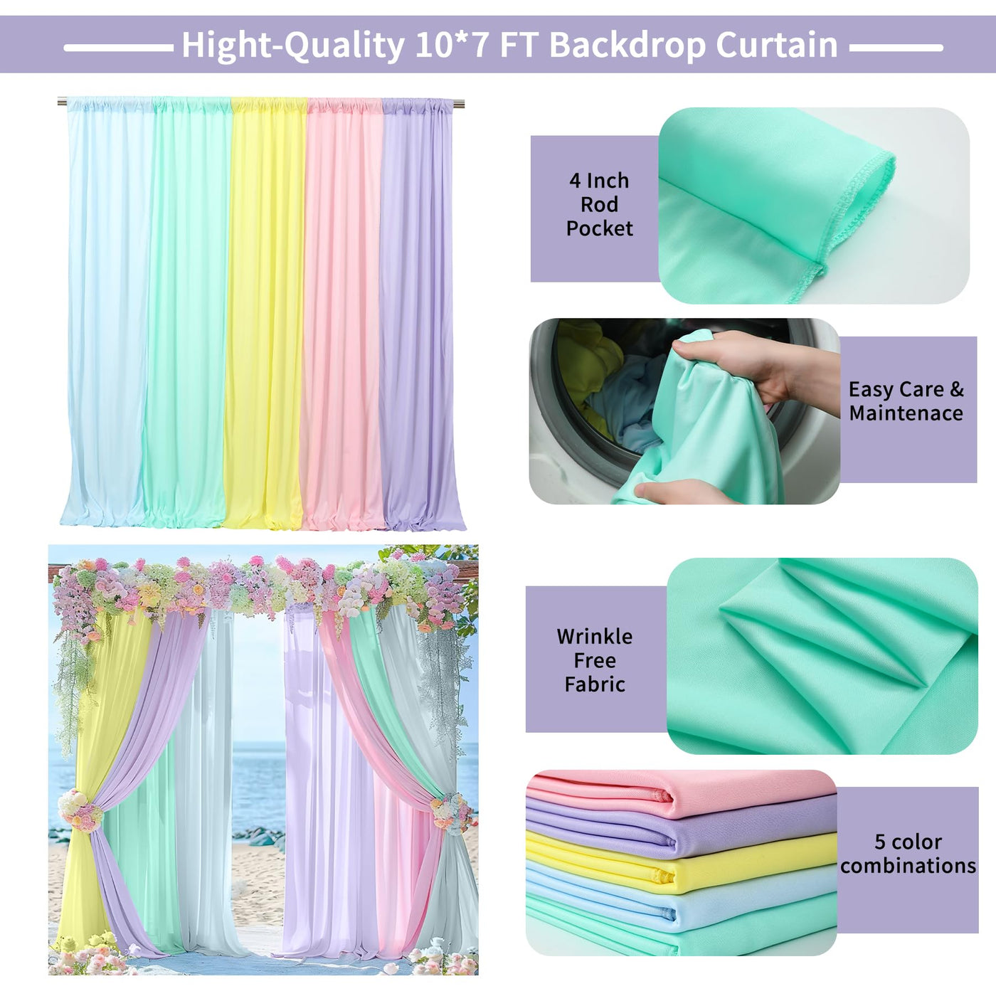 JCJ Unicorn Pastel Backdrop 5 Panels Rainbow Backdrop Curtains for Birthday Party Girls Bedroom Classroom Decoration 10 * 7FT - Backdrop BlissJCJ Unicorn Pastel Backdrop 5 Panels Rainbow Backdrop Curtains for Birthday Party Girls Bedroom Classroom Decoration 10 * 7FT