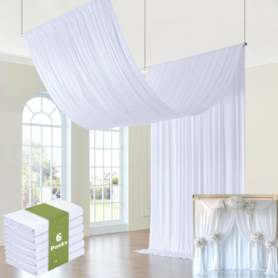 40FTx12FT White Wrinkle - Free Wedding Backdrop Curtain - Silky Washable White Polyester Drapes for Baby Showers, Birthday Parties, Photography, and Wedding Receptions - 8 Panels 5FTx12FT - Backdrop Bliss40FTx12FT White Wrinkle - Free Wedding Backdrop Curtain - Silky Washable White Polyester Drapes for Baby Showers, Birthday Parties, Photography, and Wedding Receptions - 8 Panels 5FTx12FT