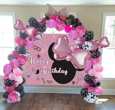 5x3ft Pink Mouse Backdrop Girls Birthday Party Decoration Supplies 130pc Bowknot Balloons Arch Garland Kit Baby Shower Photo Booth Studio Prop - Backdrop Bliss5x3ft Pink Mouse Backdrop Girls Birthday Party Decoration Supplies 130pc Bowknot Balloons Arch Garland Kit Baby Shower Photo Booth Studio Prop