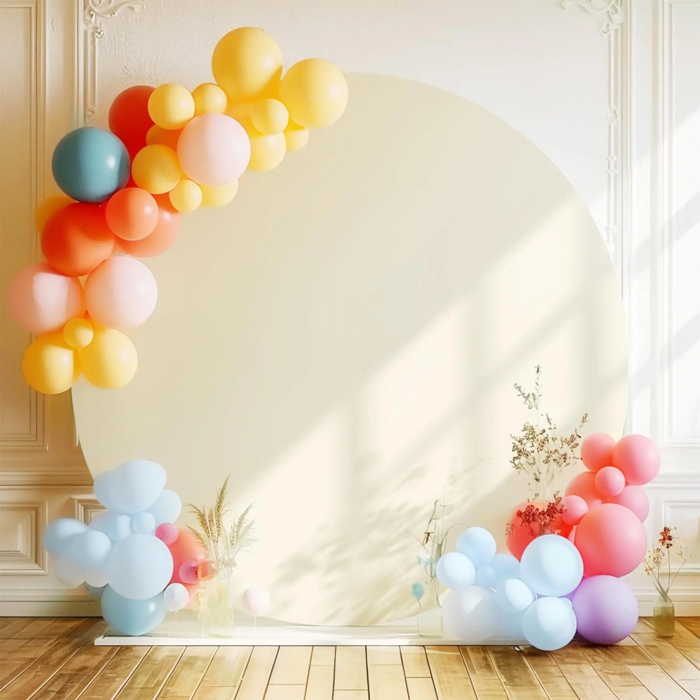 7.2FT Navy Blue Round Backdrop Cover for 5 to 7.2ft Circle Arch Stand - Haefoo Back to School Decoration Circle Backdrop Cover for Birthday, Wedding, Baby Shower Photography Background Party Decor Backdrop Bliss