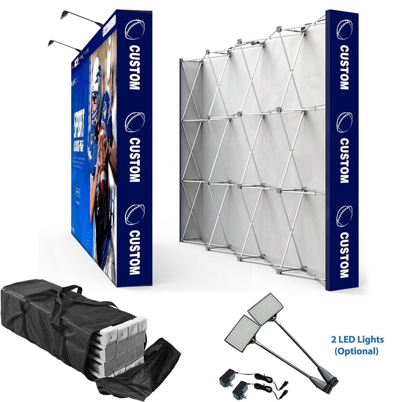Custom Pop Up Display Trade Show Backdrop with Stand 7.5 x 7.5 FT Large Tension Fabric Backdrop Display Portable Tradeshow Booth Display Banner for Business,Campuses, Weddings, Corporate - Backdrop BlissCustom Pop Up Display Trade Show Backdrop with Stand 7.5 x 7.5 FT Large Tension Fabric Backdrop Display Portable Tradeshow Booth Display Banner for Business,Campuses, Weddings, Corporate